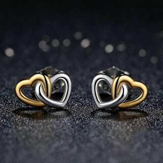 Foto 2 | Foto 2 | Pendientes Huoguo Chapados En Plata En Forma De Corazón A Corazón Para Mujer - Venta Internacional.