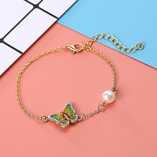 Foto 4 | Foto 4 | Pulsera Huoguo Con Diamantes De Imitación Verdes Y Mariposa Para Mujer - Venta Internacional.