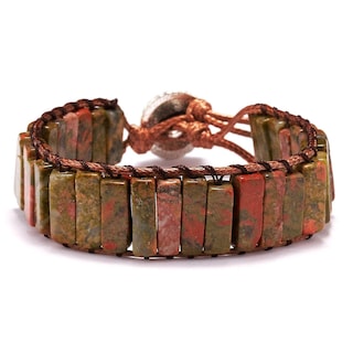 Foto 1 | Foto 1 | Pulsera Huoguo De Piedra Verde De Una Sola Capa Tejida A Mano - Venta Internacional.