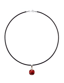 Foto 2 | Foto 2 | Collar Joyería Zvezda Cushion color Rojo con Plata y Caucho
