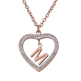 Foto 1 | Foto 1 | Collar LuckyLy CV46-M color Rosa con Baño de Oro 18k y Zirconia Cúbica - Corazón y Letra M