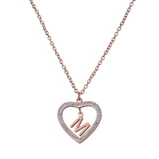 Foto 3 | Foto 3 | Collar LuckyLy CV46-M color Rosa con Baño de Oro 18k y Zirconia Cúbica - Corazón y Letra M