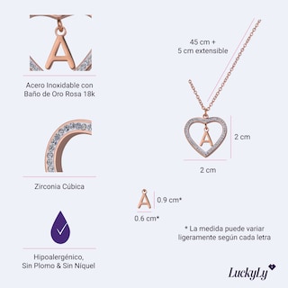 Foto 5 | Foto 5 | Collar LuckyLy CV46-M color Rosa con Baño de Oro 18k y Zirconia Cúbica - Corazón y Letra M