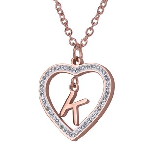 Foto 2 | Foto 2 | Collar LuckyLy Adina color Rosa con Baño de Oro 18k y Zirconia Cúbica - Corazón y Letra K