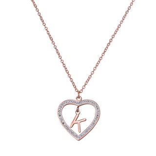 Foto 3 | Foto 3 | Collar LuckyLy Adina color Rosa con Baño de Oro 18k y Zirconia Cúbica - Corazón y Letra K