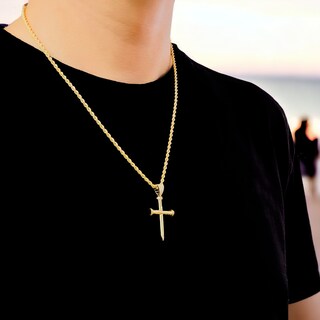 Foto 4 | Foto 4 | Collar de Cruz Crixus Joyería Oro 10K Torzal Piedra Zirconia para Hombre