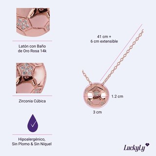 Foto 5 | Foto 5 | Collar Mujer de Balón De Fútbol Soccer Mundial Luckyly, Modelo Monda Oro Rosa