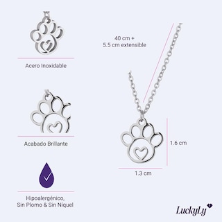 Foto 6 | Foto 6 | Collar para Mujer Huella De Gato, Perro y Animales Luckyly, Color Plata