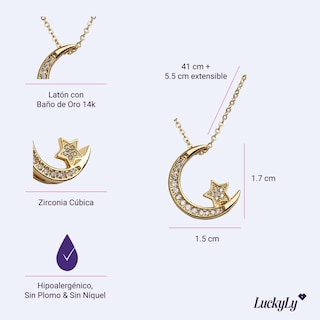 Foto 6 | Foto 6 | Cadena Luckyly con Dije de Luna y Estrella para Mujer
