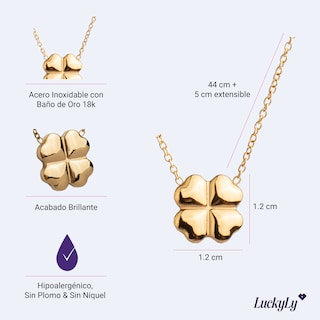 Foto 6 | Foto 6 | Collar de Mujer con Dije de Trébol de Buena Suerte Luckyly, Modelo Flora Oro