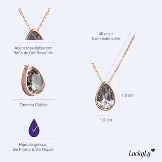 Foto 5 | Foto 5 | Collar con Dije de Zirconia Cúbica Luckyly Hilda Baño de Oro Rosa para Mujer