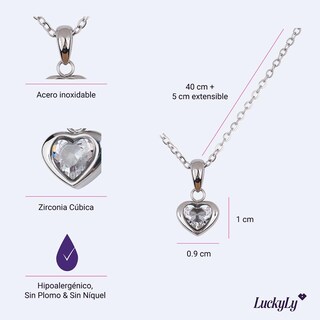 Foto 6 | Foto 6 | Cadena para Mujer Luckyly Dije de Corazón Dalia Plateado