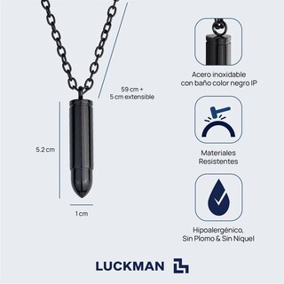 Foto 6 | Foto 6 | Collar Para Hombre Con Dije De Bala Luckman, Modelo Bullet Negro
