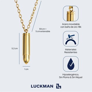 Foto 6 | Foto 6 | Collar Para Hombre Con Dije De Bala Luckman, Modelo Bullet Oro