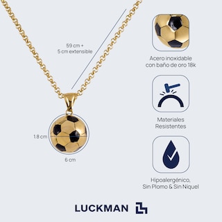 Foto 5 | Foto 5 | Collar Hombre de Balón de Fútbol Soccer Mundial Luckman, Modelo Mondo Oro