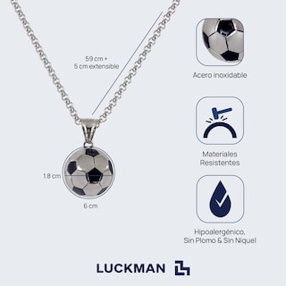Foto 5 | Foto 5 | Collar Hombre de Balón de Fútbol Soccer Mundial Luckman, Modelo Mondo Plata