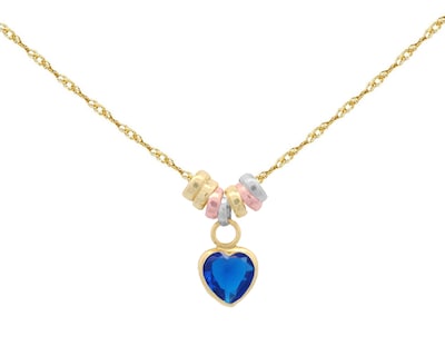 Foto 1 | Foto 1 | Gargantilla Collar Corazón Circonia Tono Azul Zafiro 45 cm Oro 10k Horoz