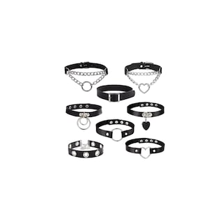 Foto 1 | Foto 1 | Gargantilla Punk Gótico Choker 8 Piezas Negro/Plata