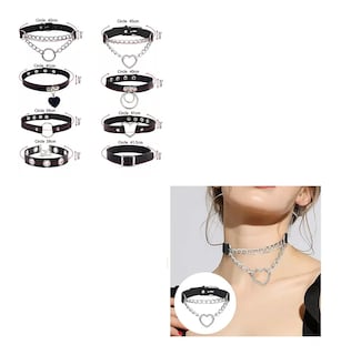 Foto 2 | Foto 2 | Gargantilla Punk Gótico Choker 8 Piezas Negro/Plata