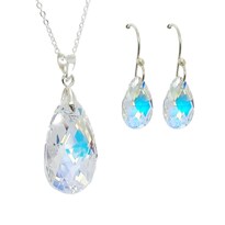 Set Collar Dije Corte Leaves Aretes Zvezda Plata para Mujer