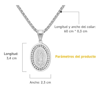 Foto 4 | Foto 4 | Collar De La Virgen De Guadalupe Acero Inoxidable Plata