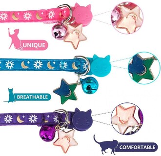 Foto 2 | Foto 2 | Collares Para Gatos Huoguo, 3 Unidades, Breakaway, Con Campana Dorada Y Luna Brillante - Venta Internacional.