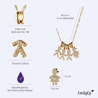 Foto 5 | Foto 5 | Collar Para Mujer De Niños Personalizado, Baño De Oro 14k Y Zirconia Cúbica, Cadena Y Charms Luckyly, Modelo Darcy