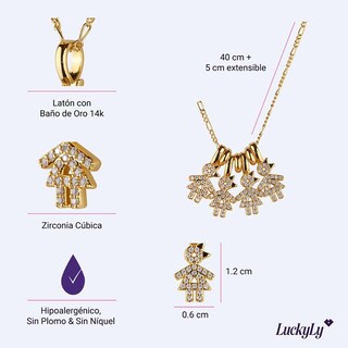 Foto 5 | Foto 5 | Collar Para Mujer De Niños Personalizado, Baño De Oro 14k Y Zirconia Cúbica, Cadena Y Charms Luckyly, Modelo Darcy