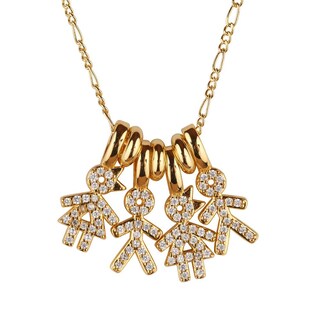 Foto 1 | Foto 1 | Collar Para Mujer De Niños Personalizado, Baño De Oro 14k Y Zirconia Cúbica, Cadena Y Charms Luckyly, Modelo Darcy