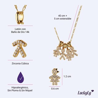 Foto 5 | Foto 5 | Collar Para Mujer De Niños Personalizado, Baño De Oro 14k Y Zirconia Cúbica, Cadena Y Charms Luckyly, Modelo Darcy