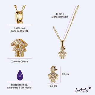 Foto 5 | Foto 5 | Collar Para Mujer De Niños Personalizado, Baño De Oro 14k Y Zirconia Cúbica, Cadena Y Charms Luckyly, Modelo Darcy
