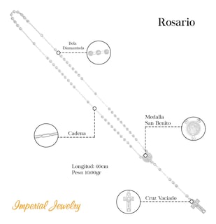 Foto 4 | Foto 4 | Rosario De Plata Ley 925 Con Bola Diamantada De 60 Cm