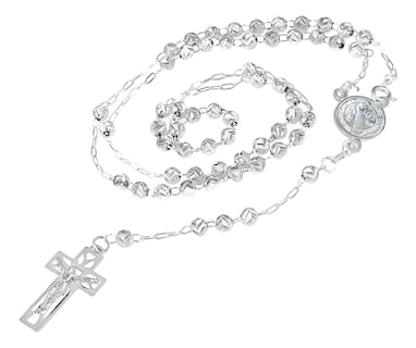 Foto 1 | Foto 1 | Rosario de Plata Ley 925 con Bola Diamantada de 55 cm