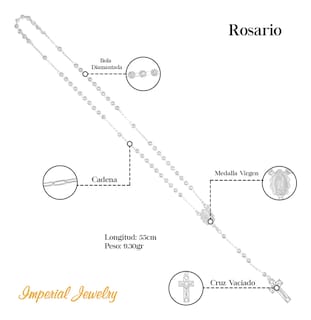 Foto 4 | Foto 4 | Rosario De Plata Ley 925 Con Bola Diamantada De 55 Cm