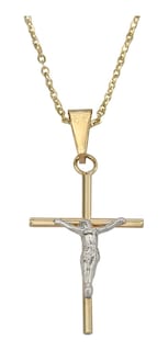 Foto 1 | Foto 1 | Collar de Cruz de Tubo con Cristo Rodinado de Oro de 10k