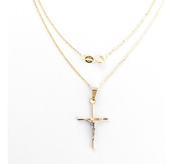 Foto 7 | Foto 7 | Collar de Cruz de Tubo con Cristo Rodinado de Oro de 10k