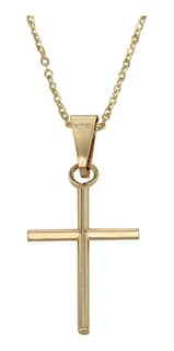 Foto 1 | Foto 1 | Cadena De Oro 10k Para Mujer Estilo Rolo Con Dije De Cruz De Tubo 40 Cm 1.6 G