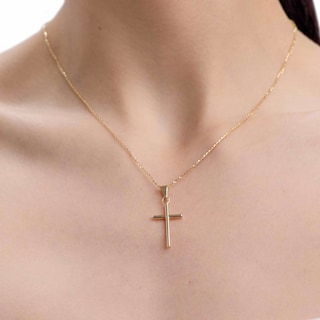 Foto 3 | Foto 3 | Cadena De Oro 10k Para Mujer Estilo Rolo Con Dije De Cruz De Tubo 40 Cm 1.6 G