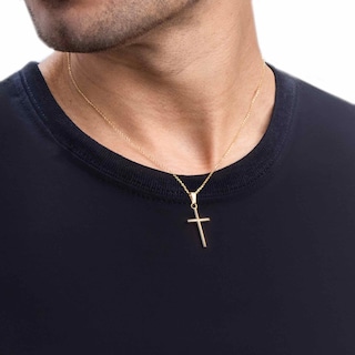 Foto 4 | Foto 4 | Cadena De Oro 10k Para Mujer Estilo Rolo Con Dije De Cruz De Tubo 40 Cm 1.6 G