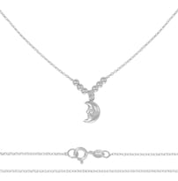 Collar De Luna De Plata 925 Con Bola Diamantada De 45 Cm