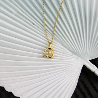 Foto 2 | Foto 2 | Collar Para Mujer Con Cristal Fino Europeo En Forma De Corazón Chueco– Bañado En Oro 14k-