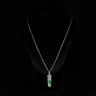 Foto 4 | Foto 4 | Dije De Plata San Judas Tadeo Con Incrustaciones De Zirconia Verdes Y Transparentes Con Cadena De Plata Calibre 50