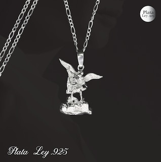 Foto 3 | Foto 3 | Dije De Plata Arcángel San Miguel Con Cadena De Plata Calibre 50