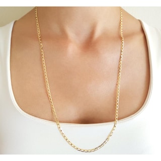 Foto 4 | Foto 4 | Cadena Barbada Inglesa Diamantada 60 Cm 3 Mm Oro Italiano Sólido 14k