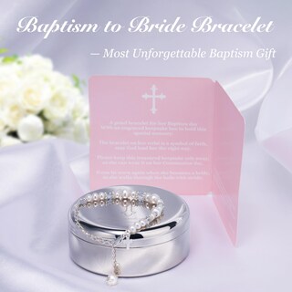 Foto 2 | Foto 2 | Pulsera De Plata De Ley Con Forma De Cruz De Bautismo Tryuunion Para Bebé Niña - Venta Internacional.