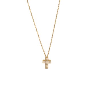 Foto 1 | Foto 1 | Gargantilla Zekie 7226 Oro 14k Amarillo 45 Cms Con Cruz Y Zirconias