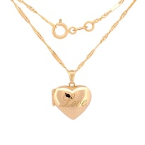 Cadena Con Dije De Corazón Relicario Love Oro Sólido 14k