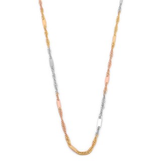 Foto 1 | Foto 1 | Cadena Estilo Singapur Con Barrita 3 Oros Sólido 14k 45 Cm