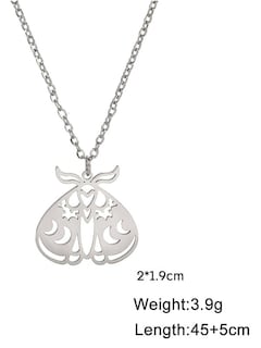 Foto 3 | Foto 3 | Collar Shein Mystic Moth Con Colgante De Acero Inoxidable Plateado - Venta Internacional.