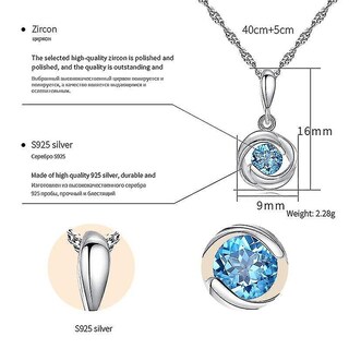 Foto 2 | Foto 2 | Collar Huoguo Con Colgantes De Plata 925 Con Circonitas Azules Para Mujer - Venta Internacional.